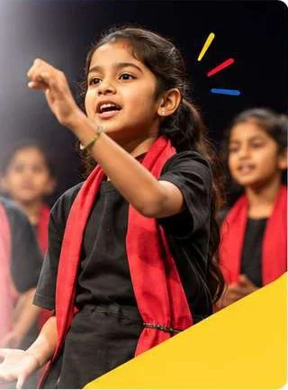 A student performing on stage
